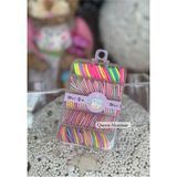 Queen Nelly Lüks Kutulu Pastel Parlak Simli Karışık Rengarenk Renkli Kopmayan Kumaş Lastik Toka Seti - Tek Ebat - Pembe