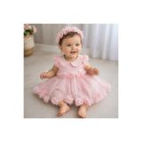 Queen tasarım 1 Yaş Kız Bebek Doğum Günü Elbisesi – Pembe Çiçekli Tütü Elbise