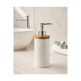 Queen’s Kitchen Bambu Kapaklı İstiridye Kabartma Desenli Porselen Sıvı Sabunluk 400 ml Bej