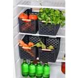 Queens Naz Home 4 Adet Buzdolabı Sepeti Dolap Içi Düzenleyici Sepet Plastik Organizer Banyo Mutfak Düzenleyici Siyah