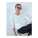 QUELLİ Cepli Crop Hırka Beyaz Standart