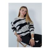 QUELLİ ZEBRA DESENLİ KAZAK Siyah-Beyaz Standart