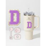 Quencher Uyumlu Premium Harf Sticker + 3’lü Silikon Tıpa Seti – Kişiselleştirilmiş Kombin - D