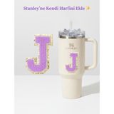 Quencher Uyumlu Premium Harf Sticker / Aksesuar – Tekstil Kaplama Kişiselleştirilmiş Tasarım - J