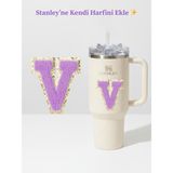 Quencher Uyumlu Premium Harf Sticker / Aksesuar – Tekstil Kaplama Kişiselleştirilmiş Tasarım - V