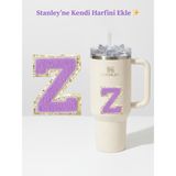 Quencher Uyumlu Premium Harf Sticker / Aksesuar – Tekstil Kaplama Kişiselleştirilmiş Tasarım - Z