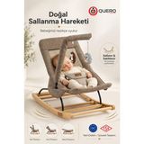 Quero Linda Ahşap Anakucağı, Kademeli, Sallanır, Sabitlenebilir, Oyuncaklı, Ana Kucağı Puset, Ana Dizi - Kahve