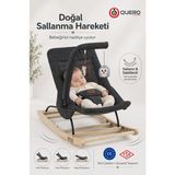 Quero Linda Ahşap Anakucağı, Kademeli, Sallanır, Sabitlenebilir, Oyuncaklı, Ana Kucağı Puset, Ana Dizi - Siyah