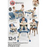 Quero Yummy 12IN1 Mama Sandalyesi 12 Özellik Portatif Çalışma, Oyun Masalı Çok Fonksiyonlu Mama Sandalyesi - İndigo Mavi