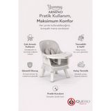 Quero Yummy Armino 4in1 Yükseltici Mama Sandalyesi 4 Özellik Sandalye Üstü Fonksiyonlu Mama Sandalyesi - Gri