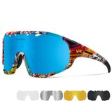 Queshark Polarize Anti-UV Outdoor 5 Lens Ultra Hafif Spor Motorsiklet Bisiklet Kayak Güneş Gözlüğü Mavi