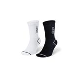 Quezo OzzoSeries Unisex Spor Çorap - Pamuklu Nefes Alabilir Kokusuz ve Dayanıklı Tasarım - Kadın ve Erkek Çorap (Siyah-Çizgili Beyaz, Kadın)