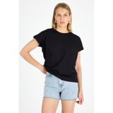 Quhox Kadın Modal Kumaş Likralı Tişört Siyah - XL