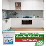 Quick Care Dezenfektanlı Yüzey Temizlik Havlusu 400 Yaprak, Yedek Poşet Beyaz Sabun Kokulu