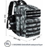 Quickprep 35L Taktik Askeri Sırt Çantası - 900D Oxford Su Geçirmez Kumaş - Gri