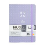 Quijote Paper World Bullet Journal A5 - Noktalı defteri, noktalı defteri, ekstra yumuşak sert kapak, 62 sayfa, 100 g/m², planlama, çalışma, mektup, seyahat veya günlük için - Leylak