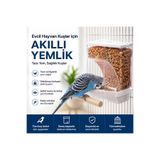 Quik Akıllı Kuş Yemliği Otomatik Şeffaf Hazneli Muhabbet Kuşu Kanarya ve Papağan Kafes Yemliği