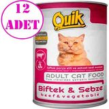 Quik Biftekli ve Sebzeli 12x415 gr Yetişkin Kedi Konservesi