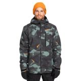Quiksilver Mission Printed Jk erkek montu (1'li paket), Yapboz Kamuflaj Deniz Spreyi, S