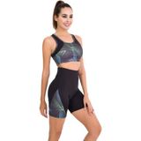 Quilling Gri - Siyah Renk Lady 4012 Kadın Kısa Tayt Büstiyer Spor Takım