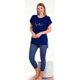 quilling Lacivert Desenli Pamuklu Kadınların Tercihi Lady 12064 Kapri ve Taytlı Pijama Takımı