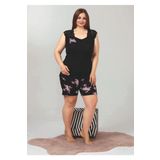 quilling Siyah Renk Büyük Beden Lady 10359 Kadın Şortlu Pijama Takımı