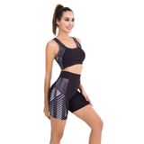 Quilling Siyah Renk Ve Desenli Lady 4001 Kadın Kısa Tayt Büstiyer Spor Takım