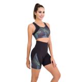 quilling Siyah Renk ve Desenli Lady 4012 Kadın Kısa Tayt Büstiyer Spor Takım