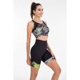 Quilling Siyah - Yeşil Renk Lady 4010 Kadın Kısa Tayt Büstiyer Spor Takım - XL