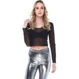 Quincey Balerin Yaka Tül Body - 48 - Siyah