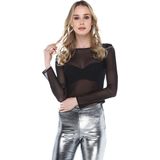 Quincey Kayik Yaka Tül Body - 44 - Siyah
