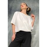 Quincey Oversize Bol Tshirt-Elbise Tunik, Beyaz, 52