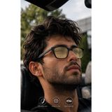 Quinley Vila Black UV400 Polarize Gece Sürüş Gözlüğü Erkek Siyah Çerçeve Sarı Cam-Premium Series Çelik Menteşeli