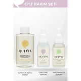 Quivis 3’lü Cilt Bakım Seti- Glikolik Asit Tonik 200ml, Aydınlatıcı Kafein Serum 30ml ve Niacinamide Serum
