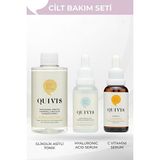 Quivis 3’lü Cilt Bakım Seti- Glikolik Asit Tonik 200ml - C Vitamini Serum 30ml ve Hyaluronik Serum 30ml