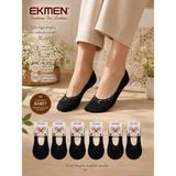 Qulat Ekmen Kadın Dantelli Babet Çorap Görünmez Babet 6’lı Paket - 36 - 40 - Siyah