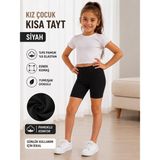 Qulat Kız Çocuk Penye Tayt Pamuklu Kısa / 1 Adet - Siyah - 9 - 10 Yaş