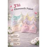 Qulat Kız Çocuk Petli Büstiyer Alıştırma 3’lü Paket – Pamuklu Yumuşak Alıştırma Sütyeni - 14 - 15 Yaş - Pastel