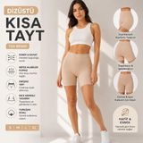 Qulat Modal Kumaş Dizüstü Kısa Tayt – Ince Lastikli, Yüksek Konfor, Günlük & Spor Kullanım - Ten