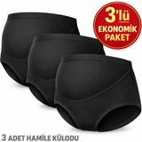Qulat Yüksek Bel Hamile Külodu 3’lü Set – Karma Renk (Siyah/beyaz/ten) - 2XL