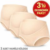 Qulat Yüksek Bel Hamile Külodu 3’lü Set – Karma Renk (Siyah/beyaz/ten) - XL