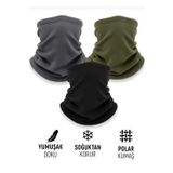 Qulothes 3 Lü Kombin Set Termal Polar Soğuk Geçirmez Bere & Boyunluk Unisex Kışlık Ayarlanabilir İp
