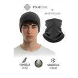Qulothes Extra 2Li Termal Polar Soğuk Geçirmez Bere+Boyunluk Unisex Pamuklu Kışlık Ayarlanabilir İp