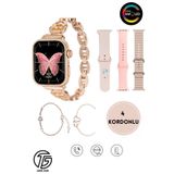 QÜMÜŞ 4 Kordonlu Bileklik Hediyeli Watch 10 Mini Premium Set Amoled Akıllı Saat Kadın Kol Saati