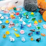 Qunclay 72 adet okyanus Mini figürler reçine Axolotl minyatür hayvanlar heykelcik minik reçine biblolar deniz akvaryum süsleri Dollhouse süslemeleri DIY balık tankı saksı bahçe peri aksesuarı