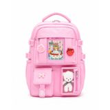 Quovo Kawaii Bag Club Kore Tarzı Full Aksesuarlı Ortopedik Günlük Yeni Okul Sırt Çantası Pembe