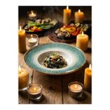 QURA Porselen Verde Makarna Tabağı- Çukur Tabak 29 cm 460 cc-Spagetti Tabağı-Tek 'li