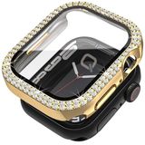 Quse Apple Watch Seri 3-2 38MM Uyumlu Ekran ve Taşlı Kasa Koruyucu Gold