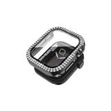 Quse Apple Watch Seri 3-2 38mm Uyumlu Ekran ve Taşlı Kasa Koruyucu Siyah