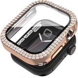 Quse Apple Watch Seri 9-8-7 41MM Uyumlu Ekran ve Taşlı Kasa Koruyucu Rosegold - Rose Gold